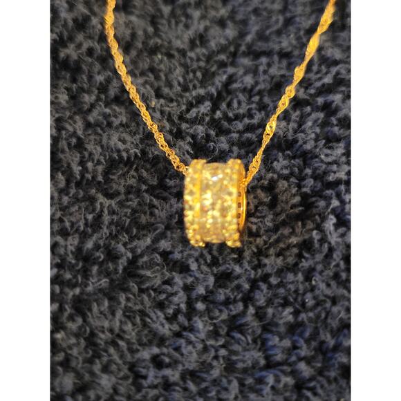 Sterling silver Rose gold Diamonique Initial Station Necklace - Picture 5 of 6